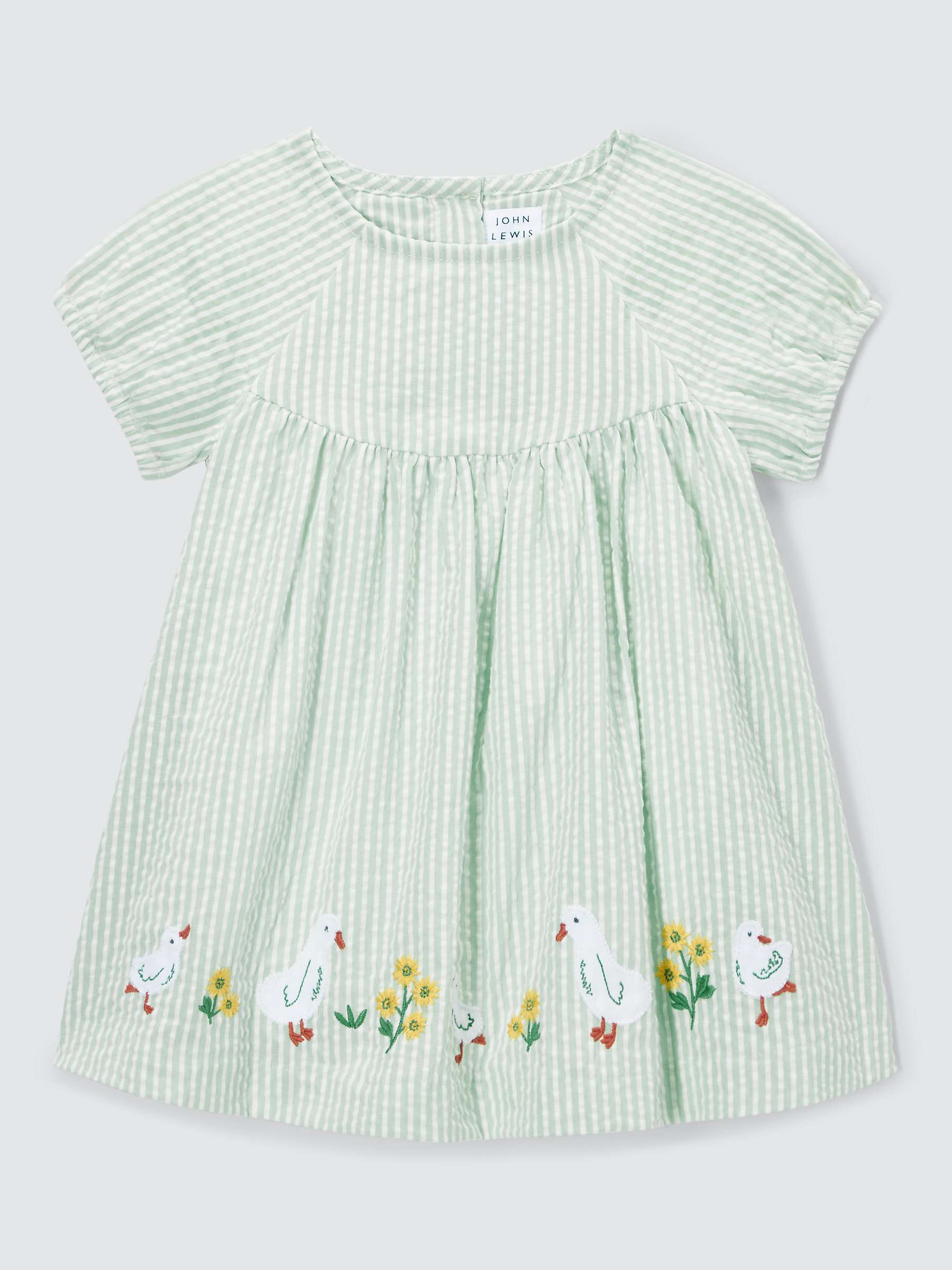 Buy John Lewis Baby Duck Seersucker Stripe Dress, Green Online at johnlewis.com