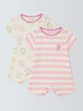John Lewis ANYDAY Baby Floral Romper, Pack of 2, Pink