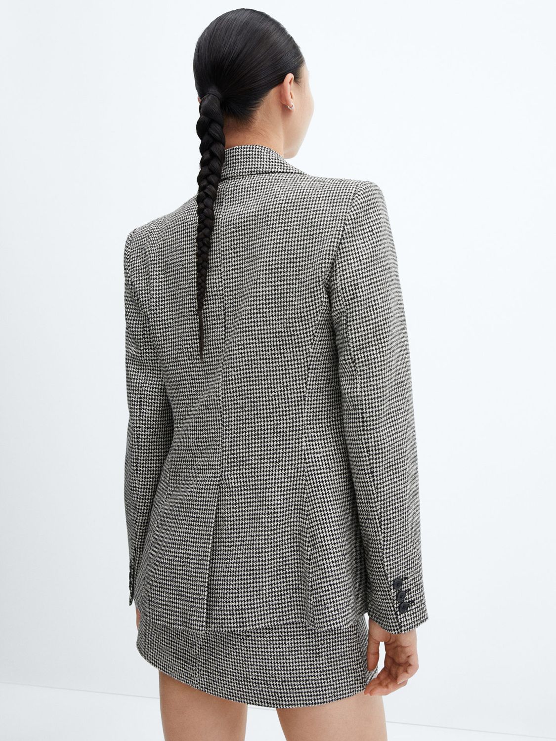 Mango Charlotte Houndstooth Blazer, Black at John Lewis & Partners