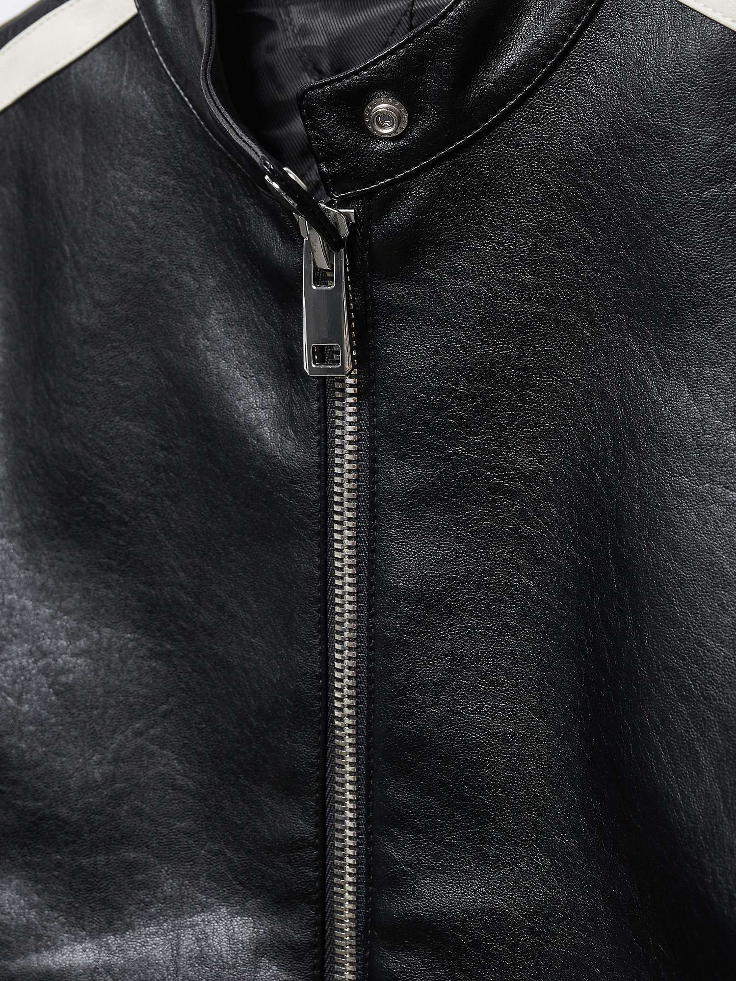 Mango Good Faux Leather Biker Jacket, Black at John Lewis & Partners
