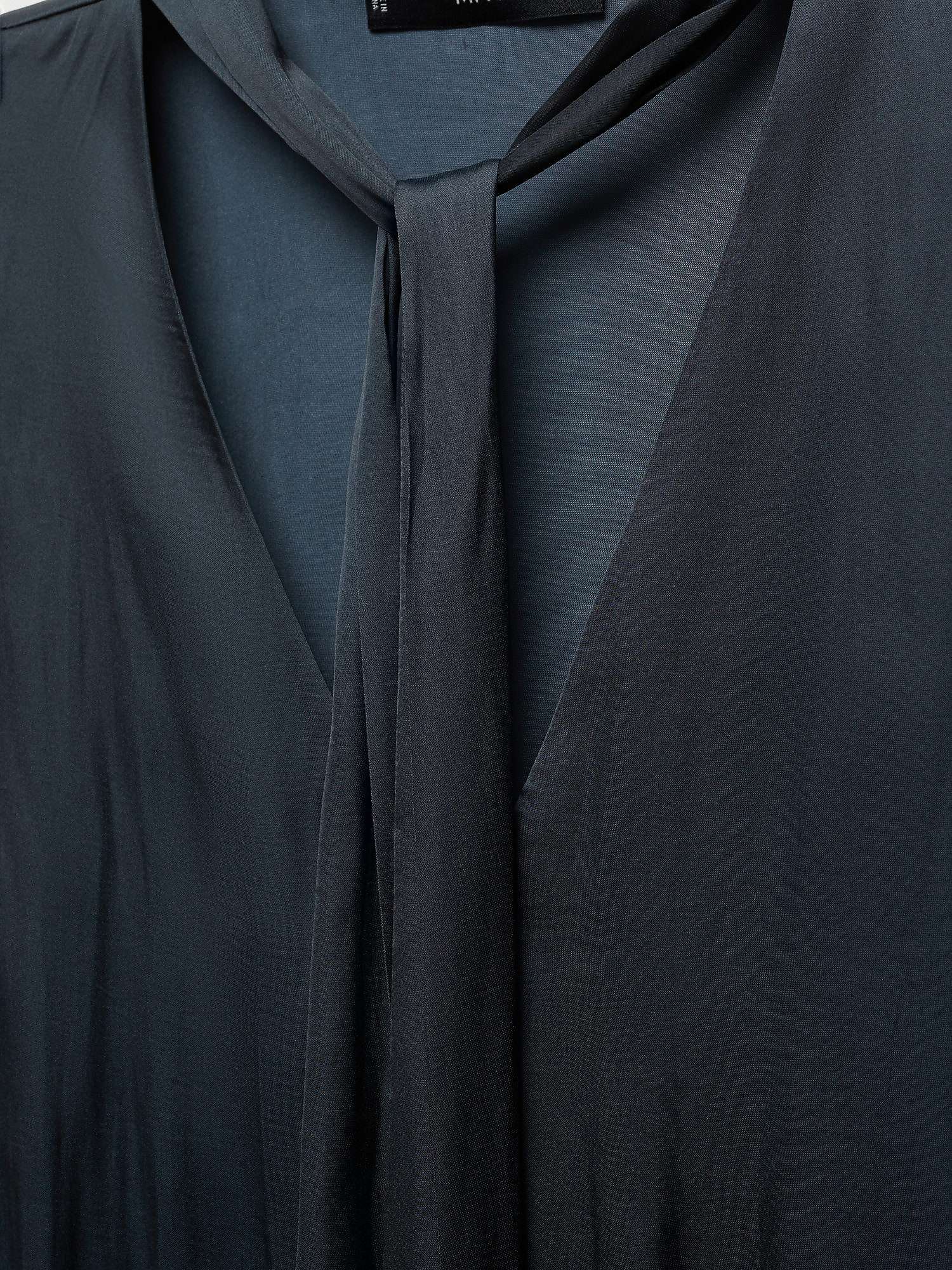 Buy Mango Aire Bow Satin Blouse, Charcoal Online at johnlewis.com