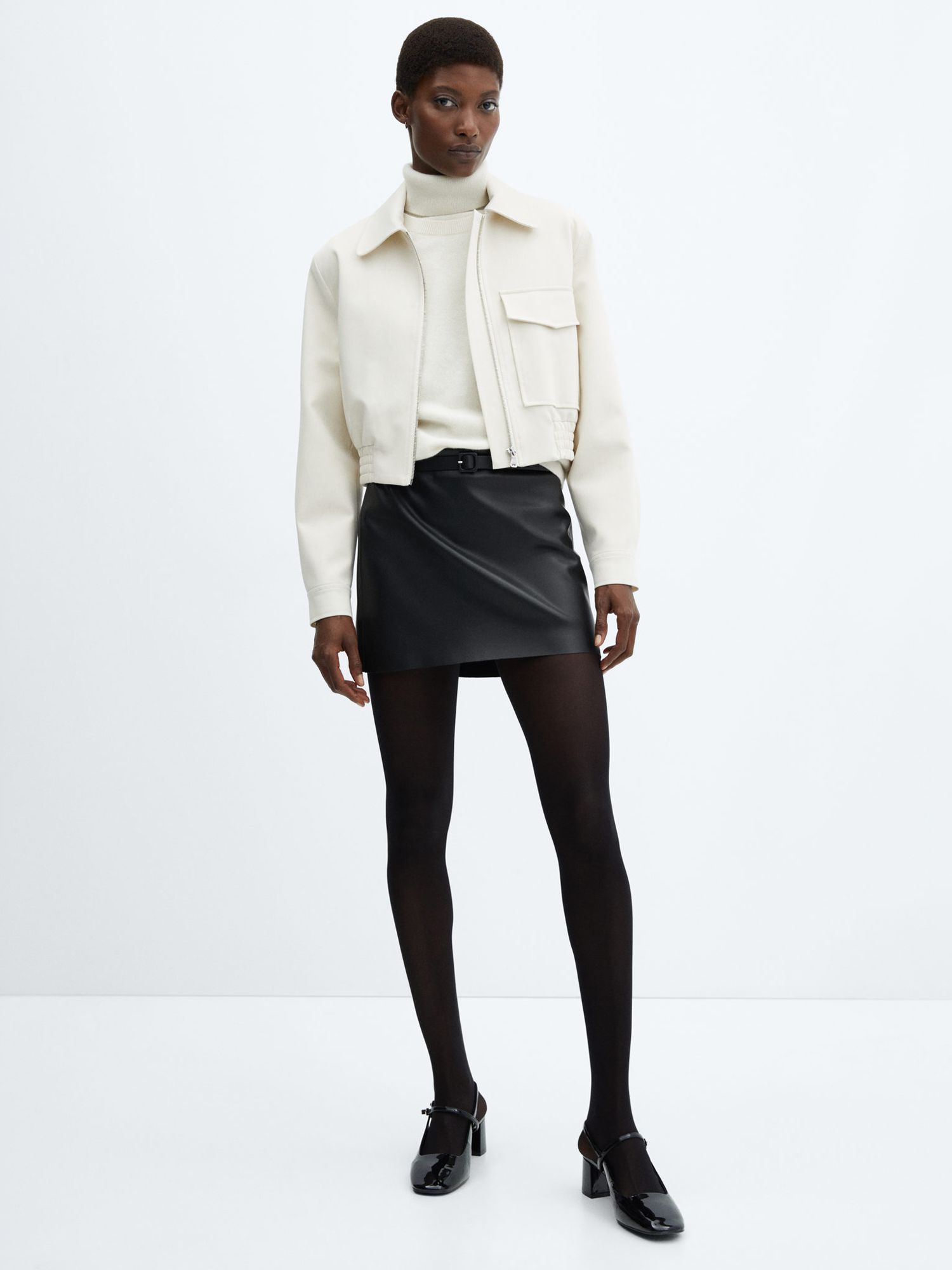 Mango Sati Mini Skirt, Black at John Lewis & Partners