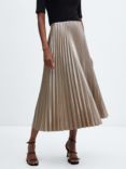 Mango Pleated Midi Skirt, Silver