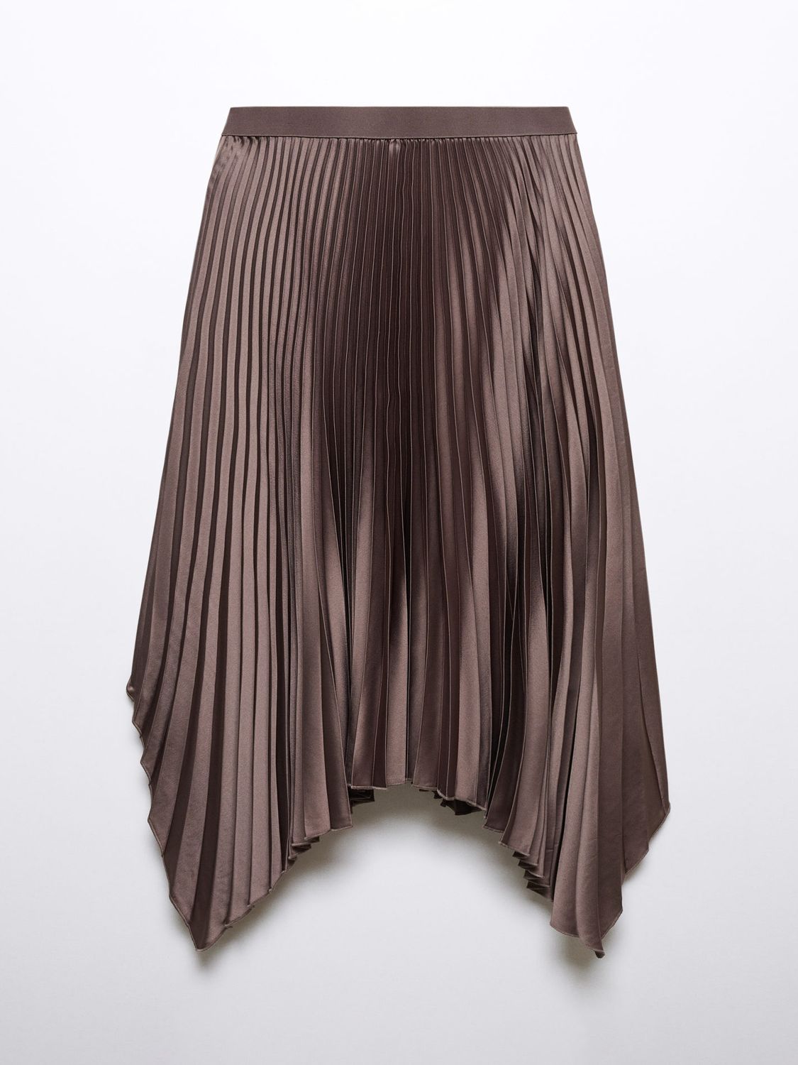 Mango Pliss Pleated Midi Skirt, Brown, XS