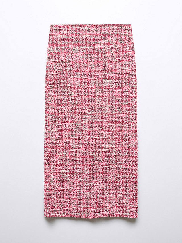 Mango Clara Midi Tweed Skirt, Pink at John Lewis & Partners