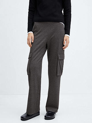 Mango Orti Knitted Cargo Trousers, Dark Grey