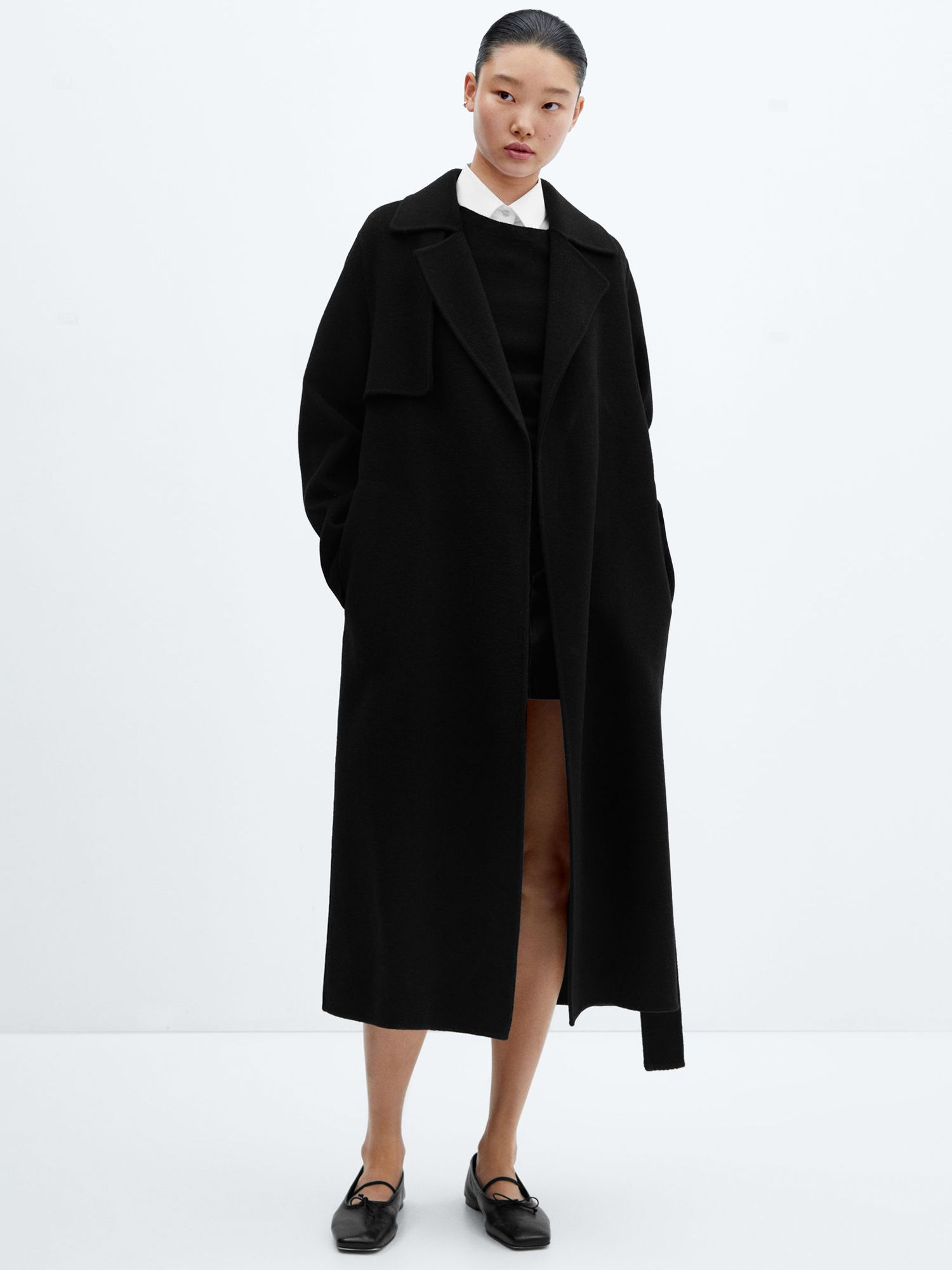 Mango London Wool Blend Coat,, Black at John Lewis & Partners