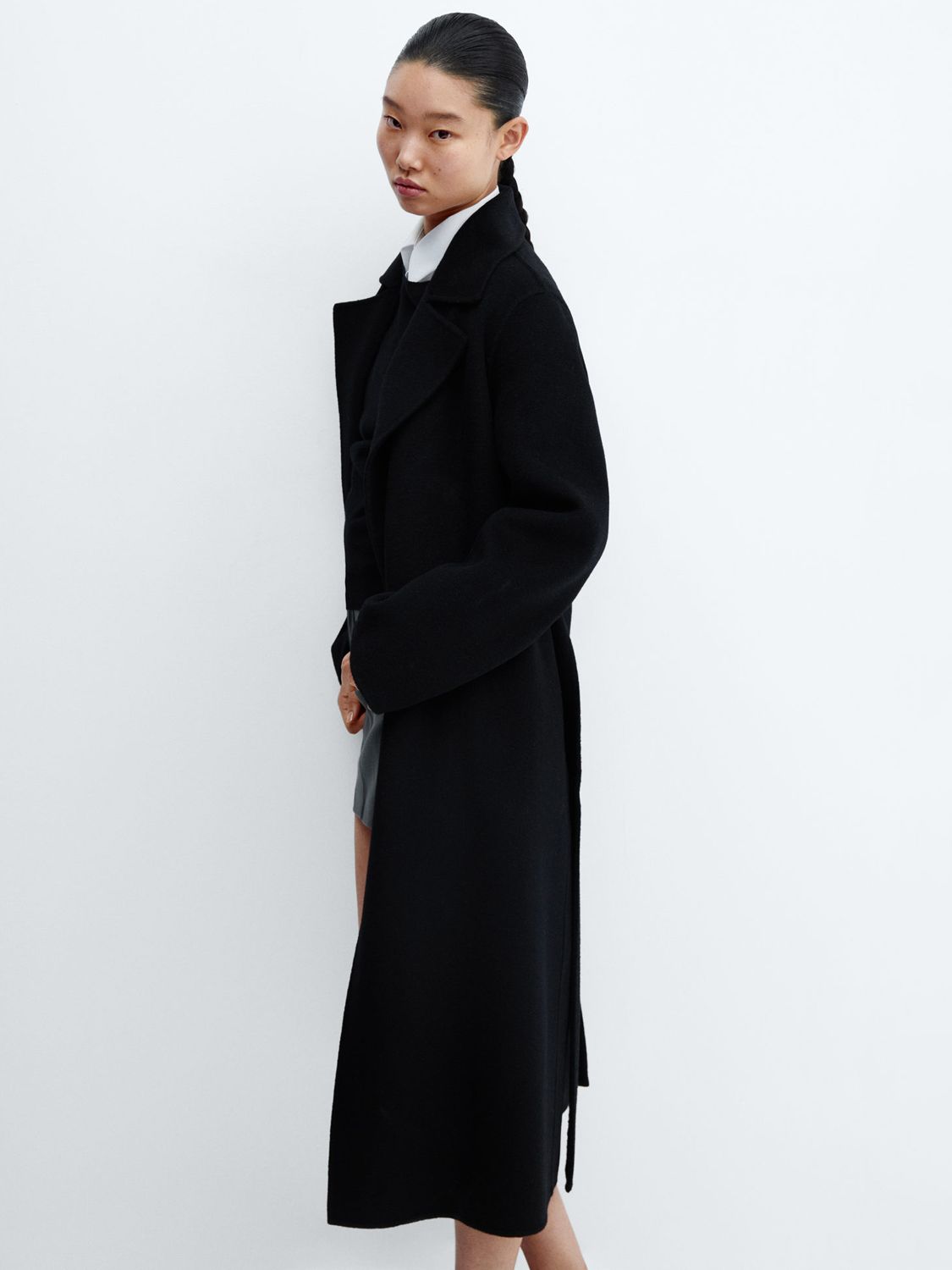 Mango London Wool Blend Coat,, Black at John Lewis & Partners