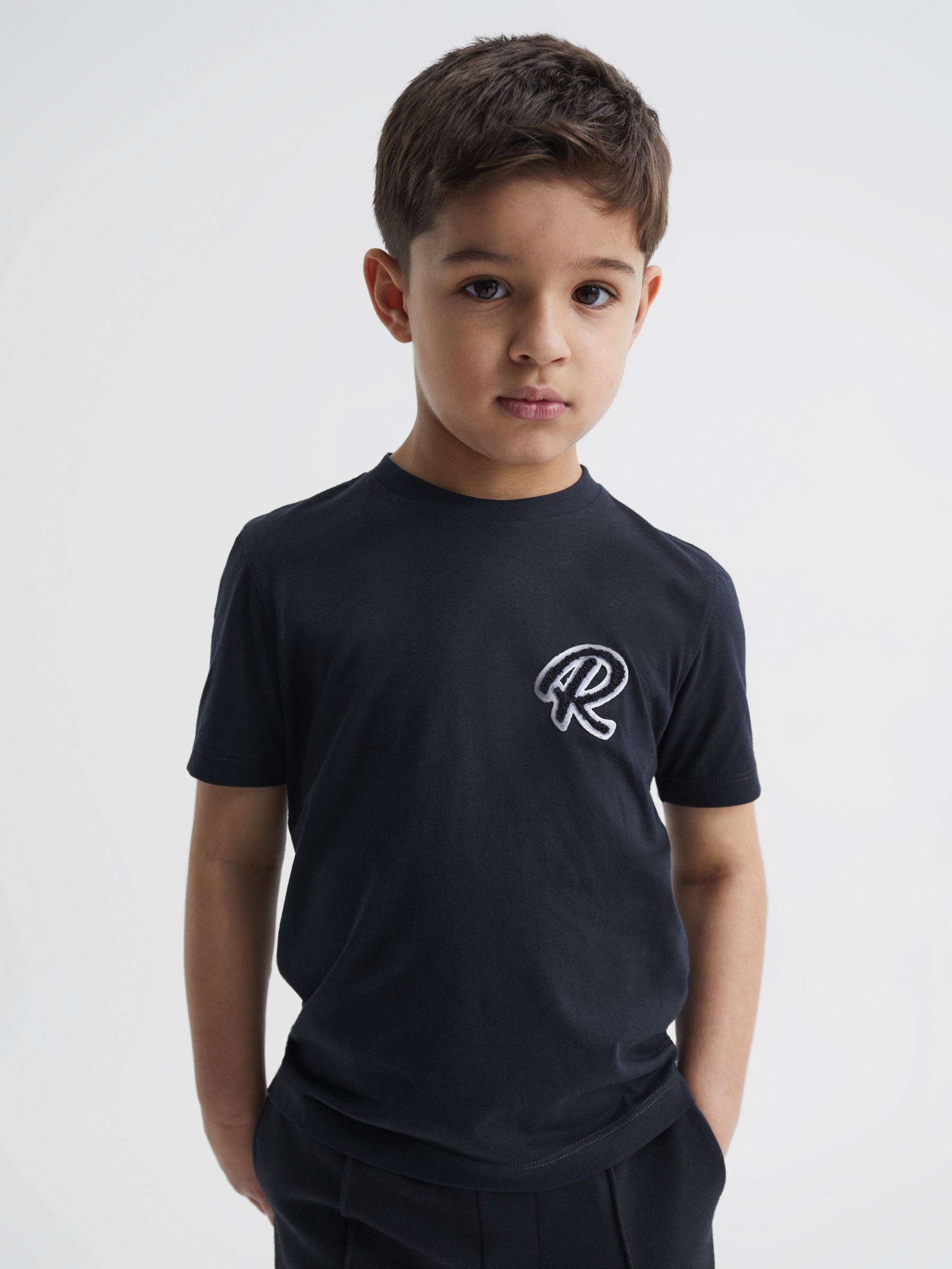 Reiss Kids' Jude Cotton T-Shirt, Navy at John Lewis & Partners