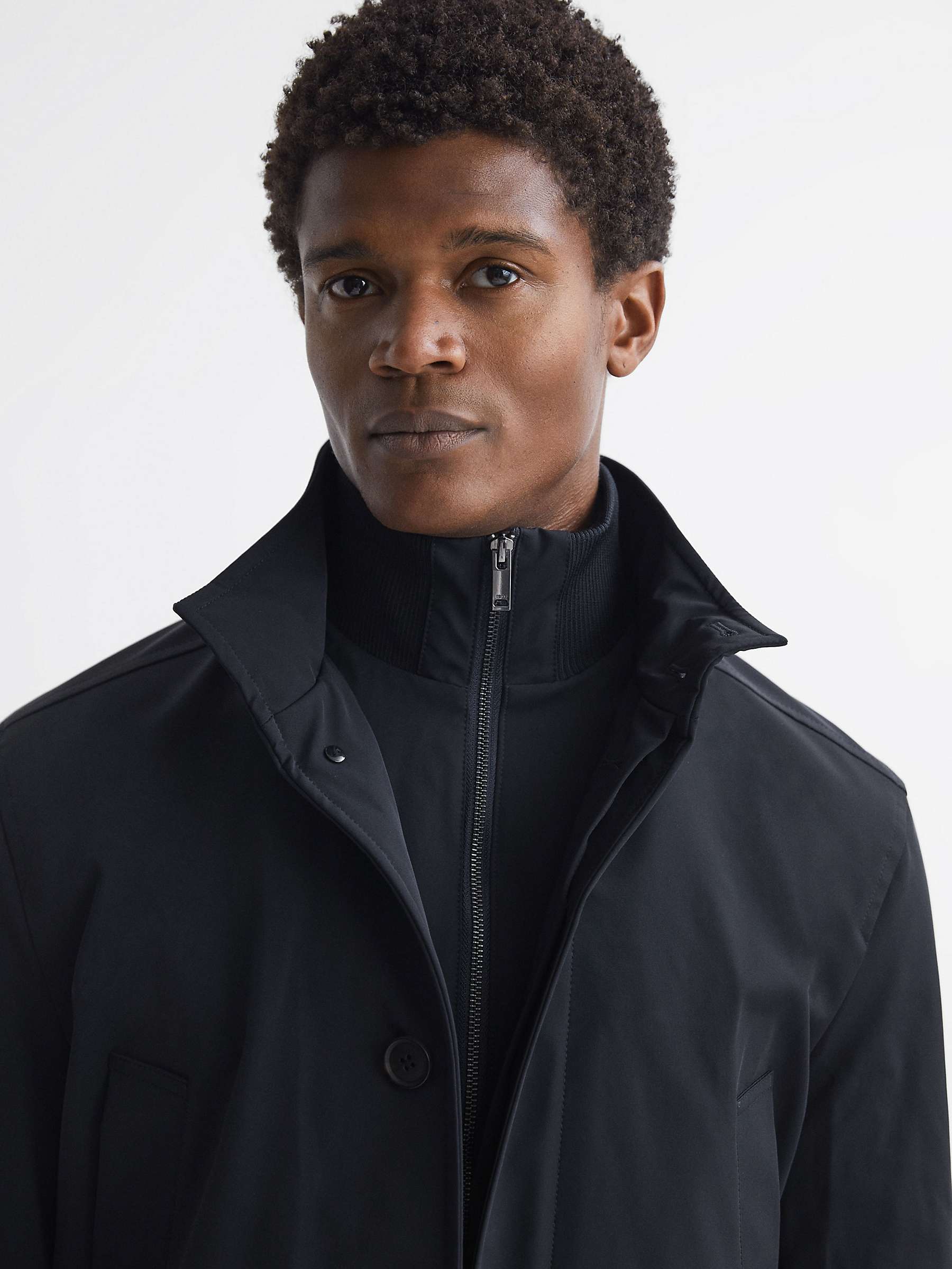 Buy Reiss Player Long Sleeve Funnel Quilted Coat, Navy Online at johnlewis.com