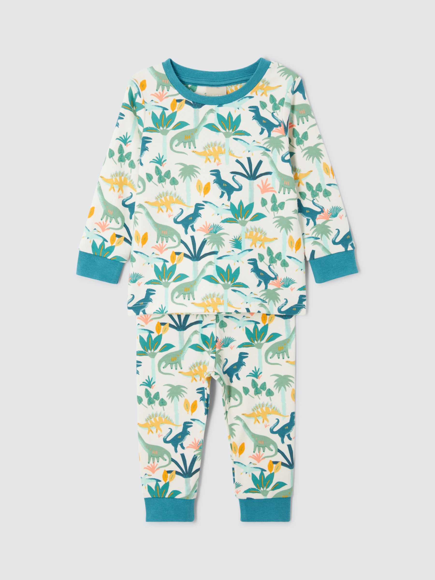 John Lewis Baby Jungle Dinosaur Pyjamas, Multi at John Lewis & Partners