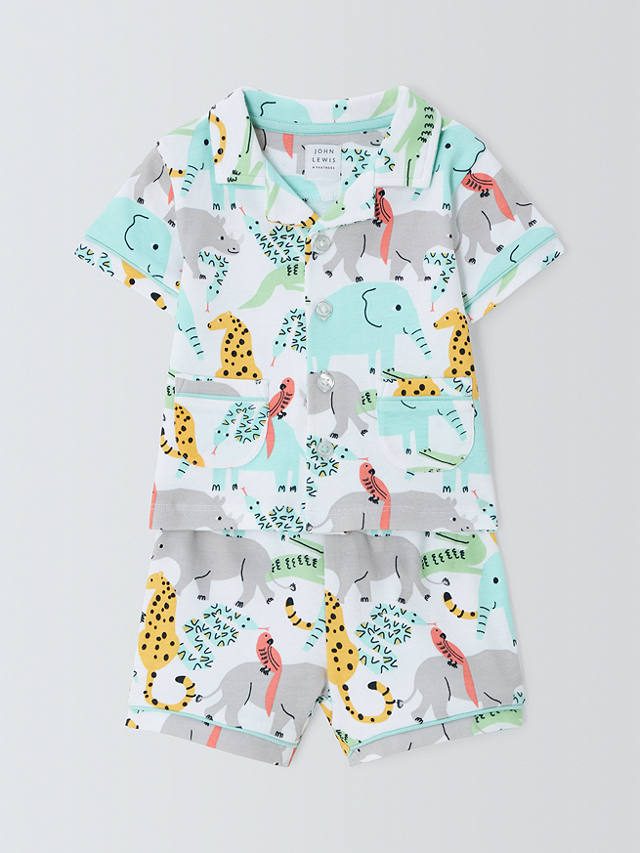John Lewis Baby Safari Jersey Pyjamas, Multi