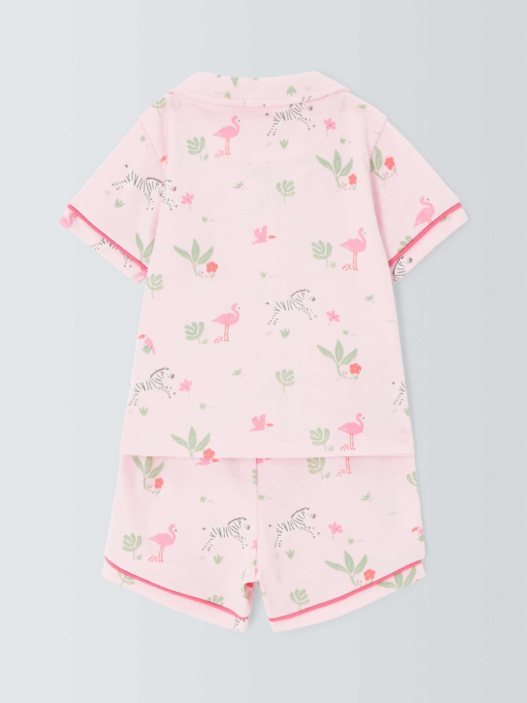 Buy John Lewis Baby Zebra & Flamingo Shortie Pyjamas, Pink Online at johnlewis.com