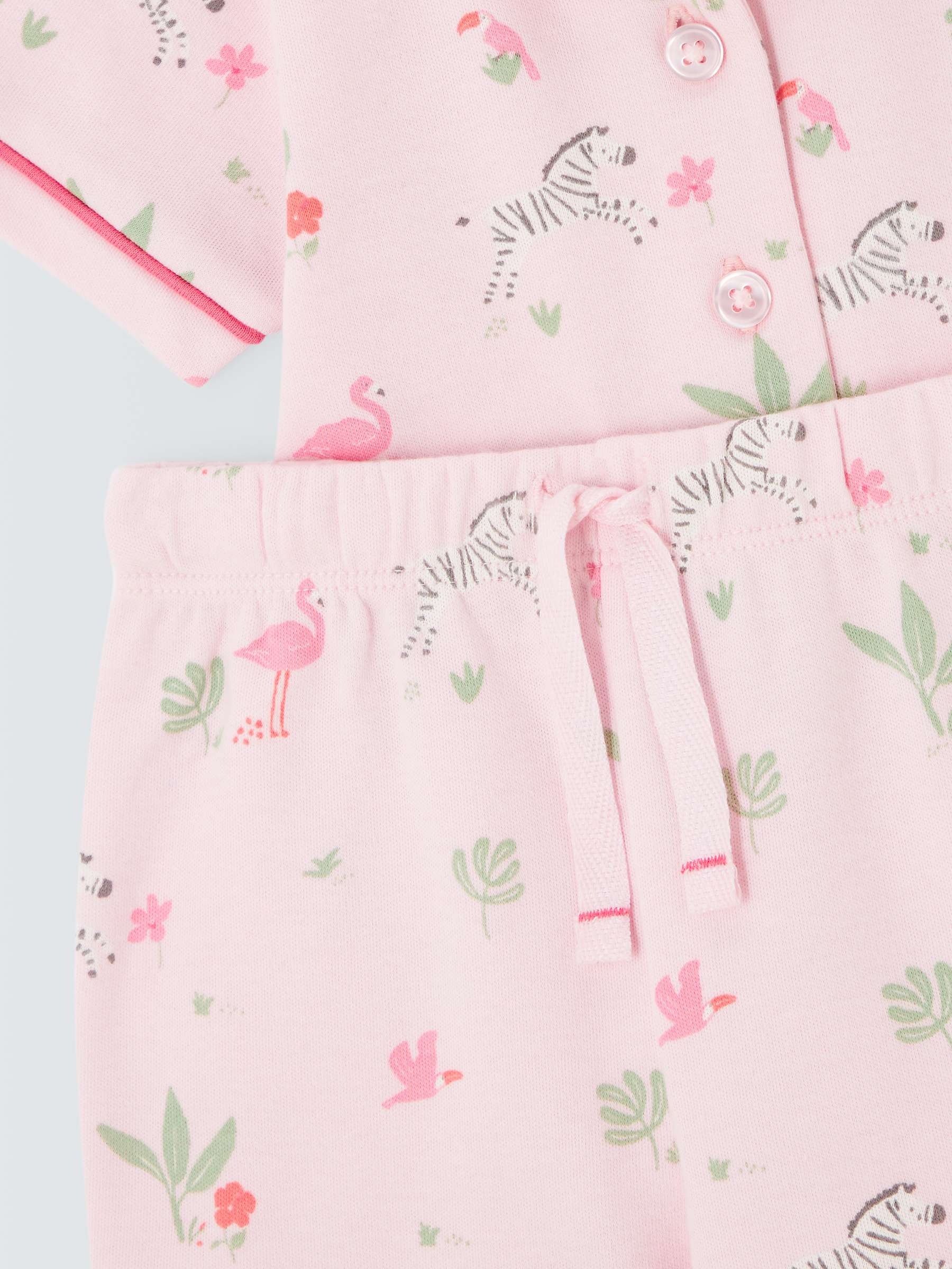 Buy John Lewis Baby Zebra & Flamingo Shortie Pyjamas, Pink Online at johnlewis.com