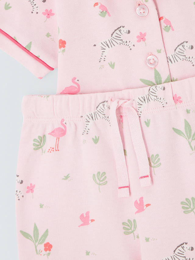 John Lewis Baby Zebra & Flamingo Shortie Pyjamas, Pink