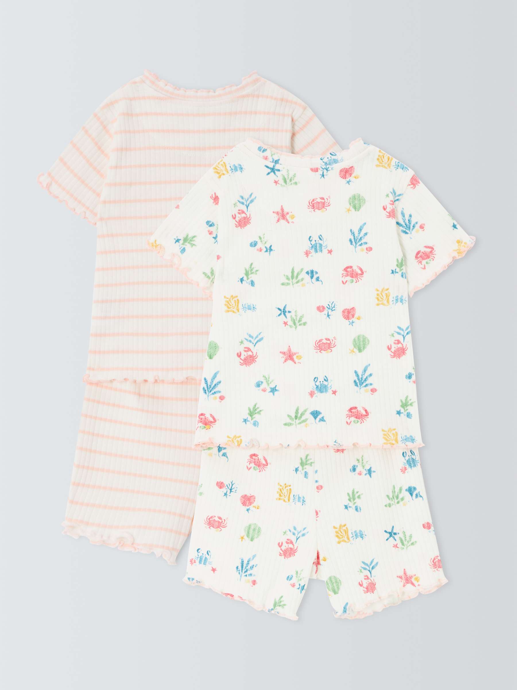 Buy John Lewis Baby Under Sea Rib Shortie Pyjamas, Set of 2, Multi Online at johnlewis.com