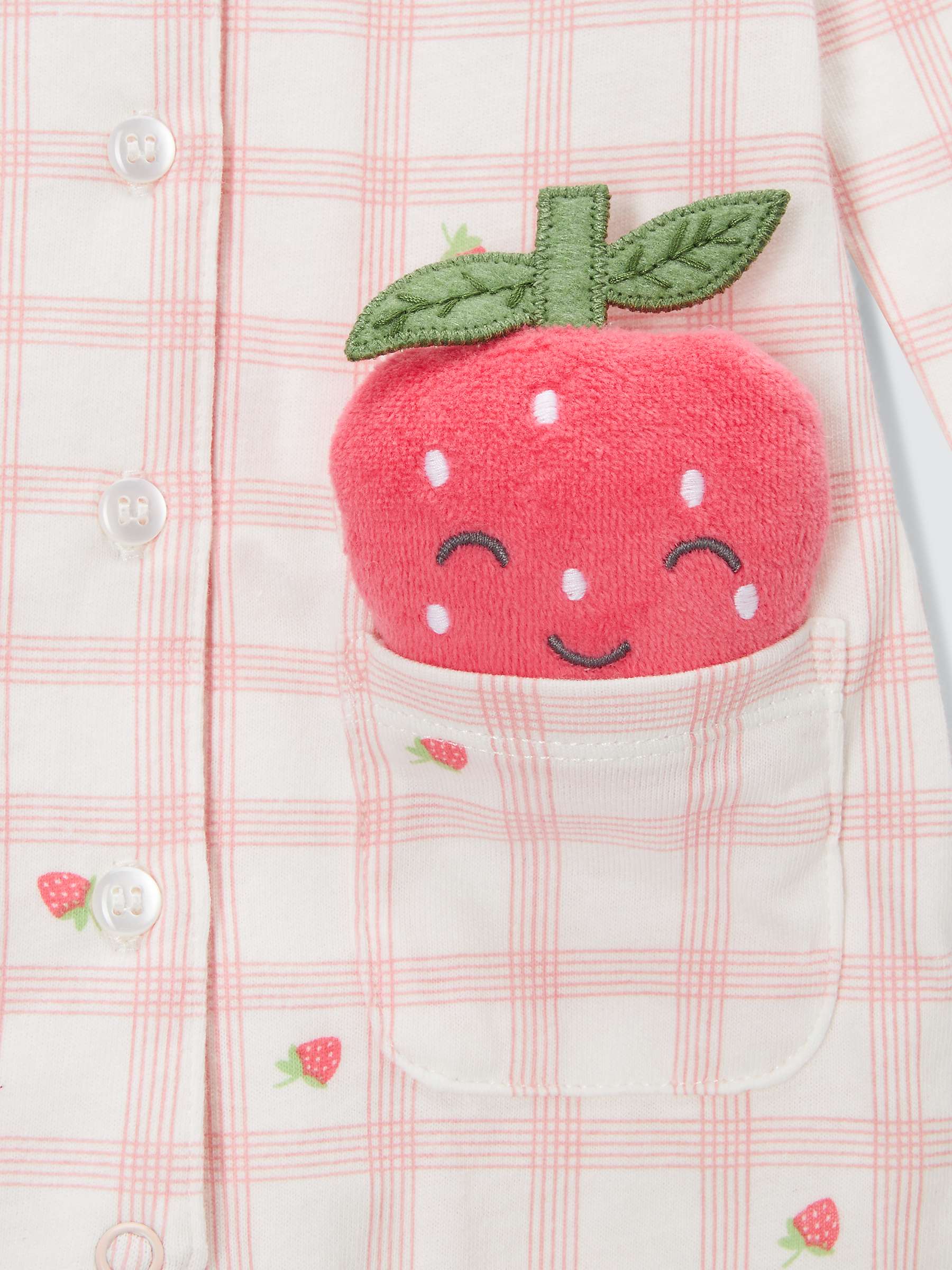 Buy John Lewis Baby Strawberry Gingham Pyjamas with Strawberry Toy, Pink Online at johnlewis.com