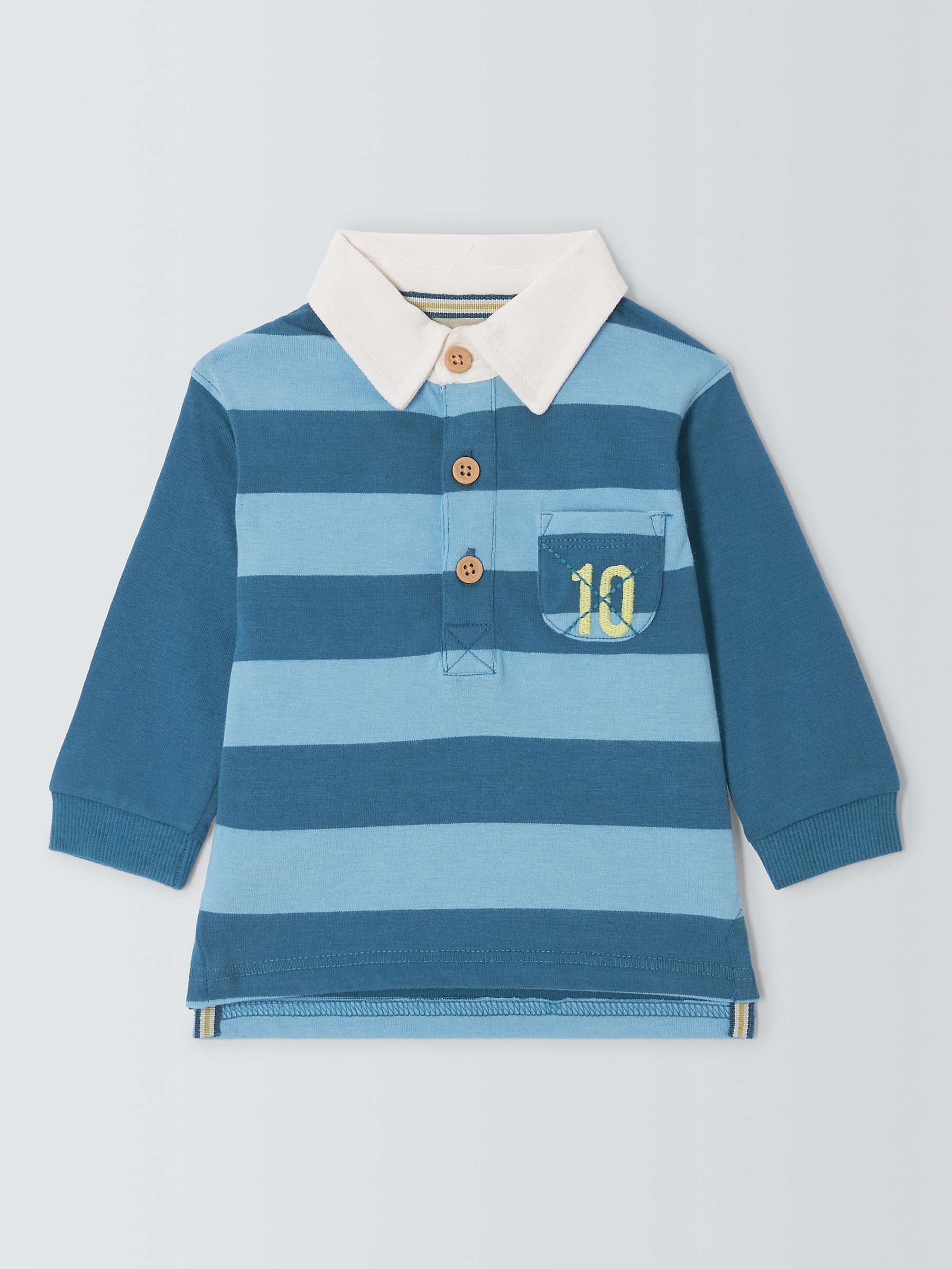 Buy John Lewis Baby Stripe Long Sleeve Rugby Top, Blue Online at johnlewis.com