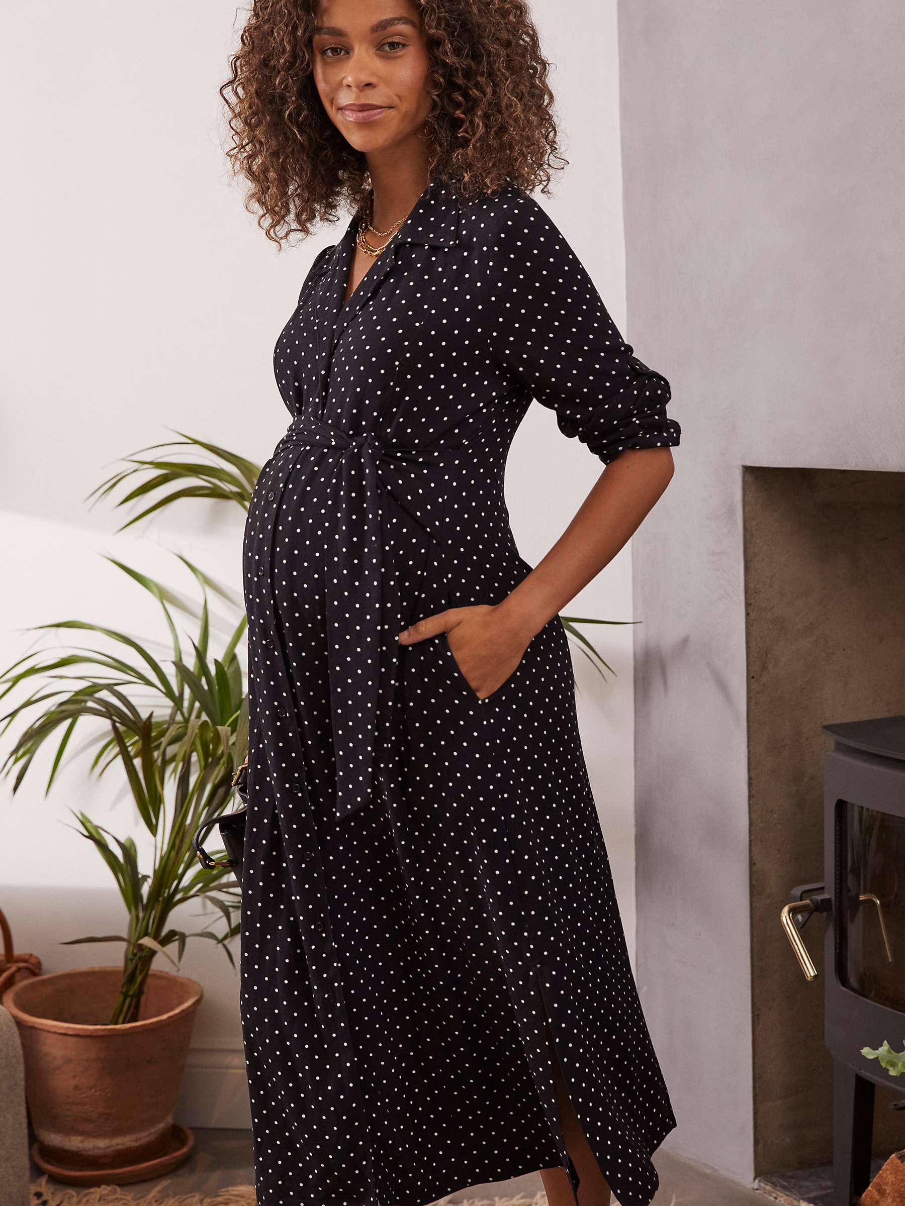 Buy Isabella Oliver Kelsy Polka Dot Maternity Dress, Black/White Online at johnlewis.com