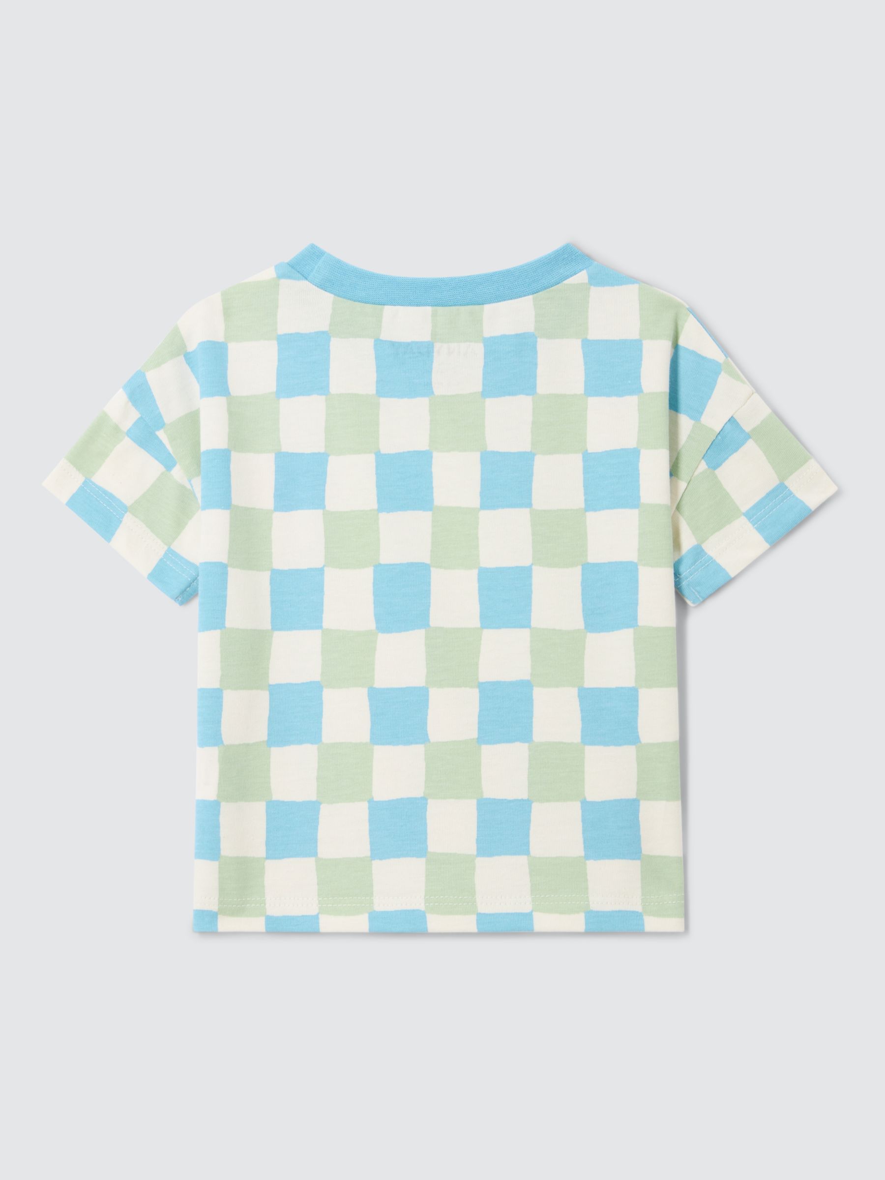 John Lewis ANYDAY Baby Checker Print T-Shirt, Blue/Multi, 9-12 months