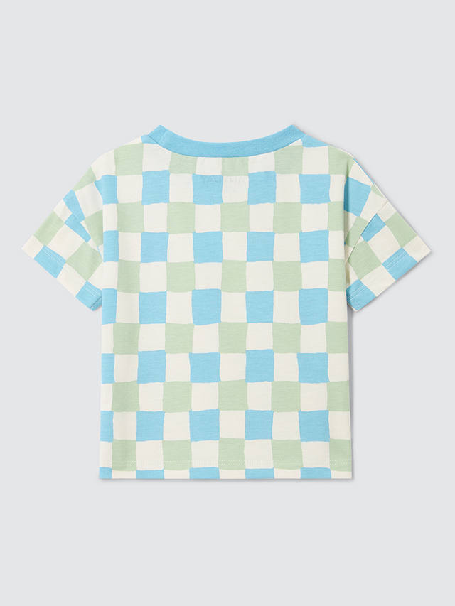 John Lewis ANYDAY Baby Checker Print T-Shirt, Blue/Multi