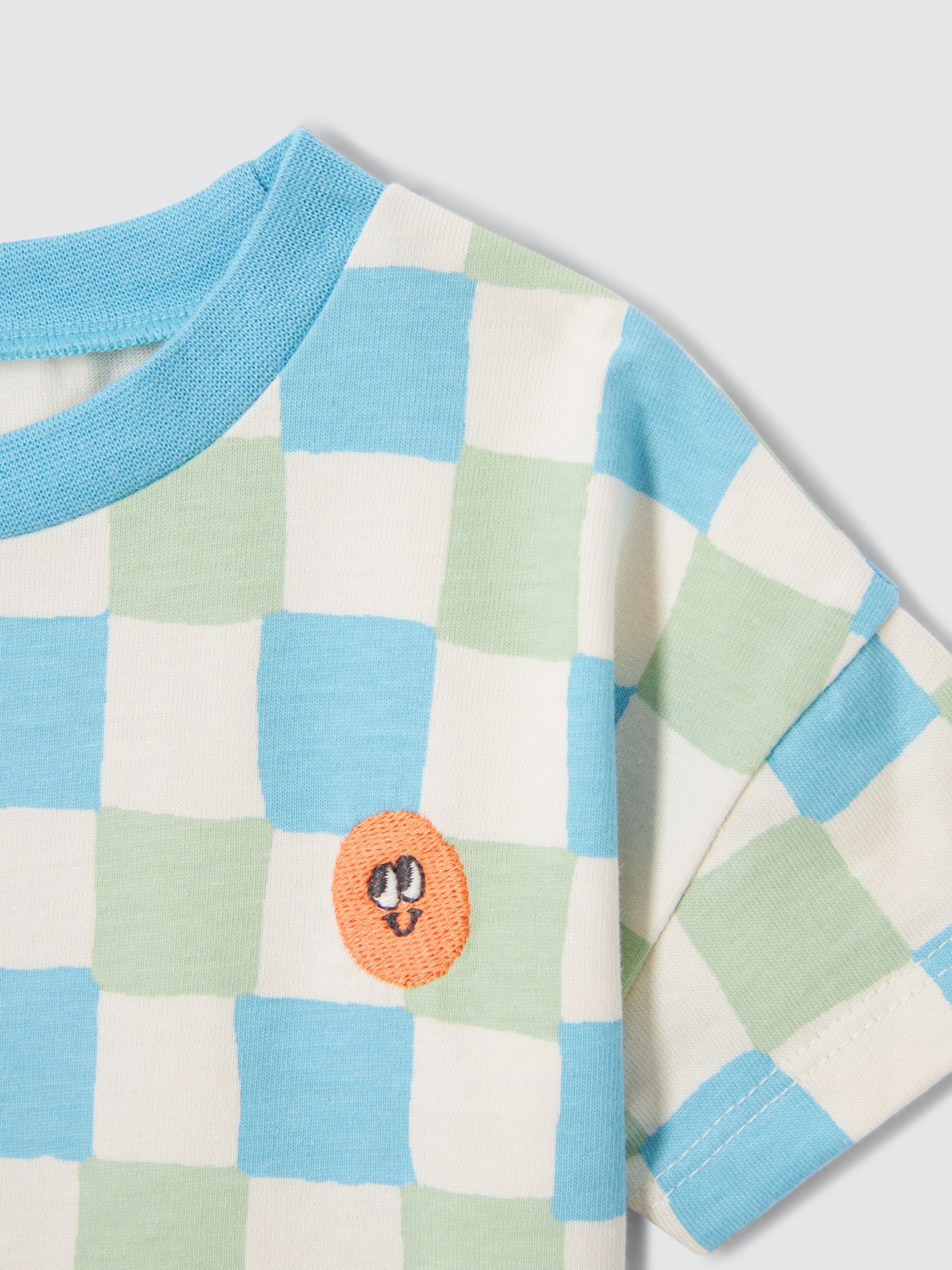 John Lewis ANYDAY Baby Checker Print T-Shirt, Blue/Multi, 9-12 months