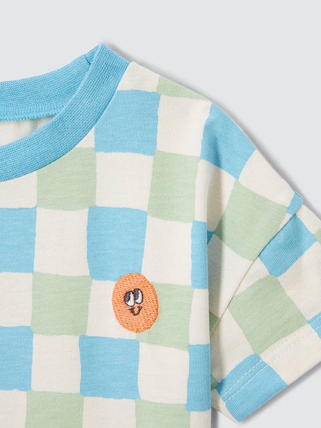 John Lewis ANYDAY Baby Checker Print T-Shirt, Blue/Multi