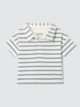 John Lewis ANYDAY Baby Cotton Polo Stripe Top, Blue