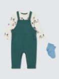 John Lewis Baby Playground Print T-Shirt, Dungaree & Socks Set, Green/Multi