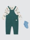 John Lewis Baby Playground Print T-Shirt, Dungaree & Socks Set, Green/Multi