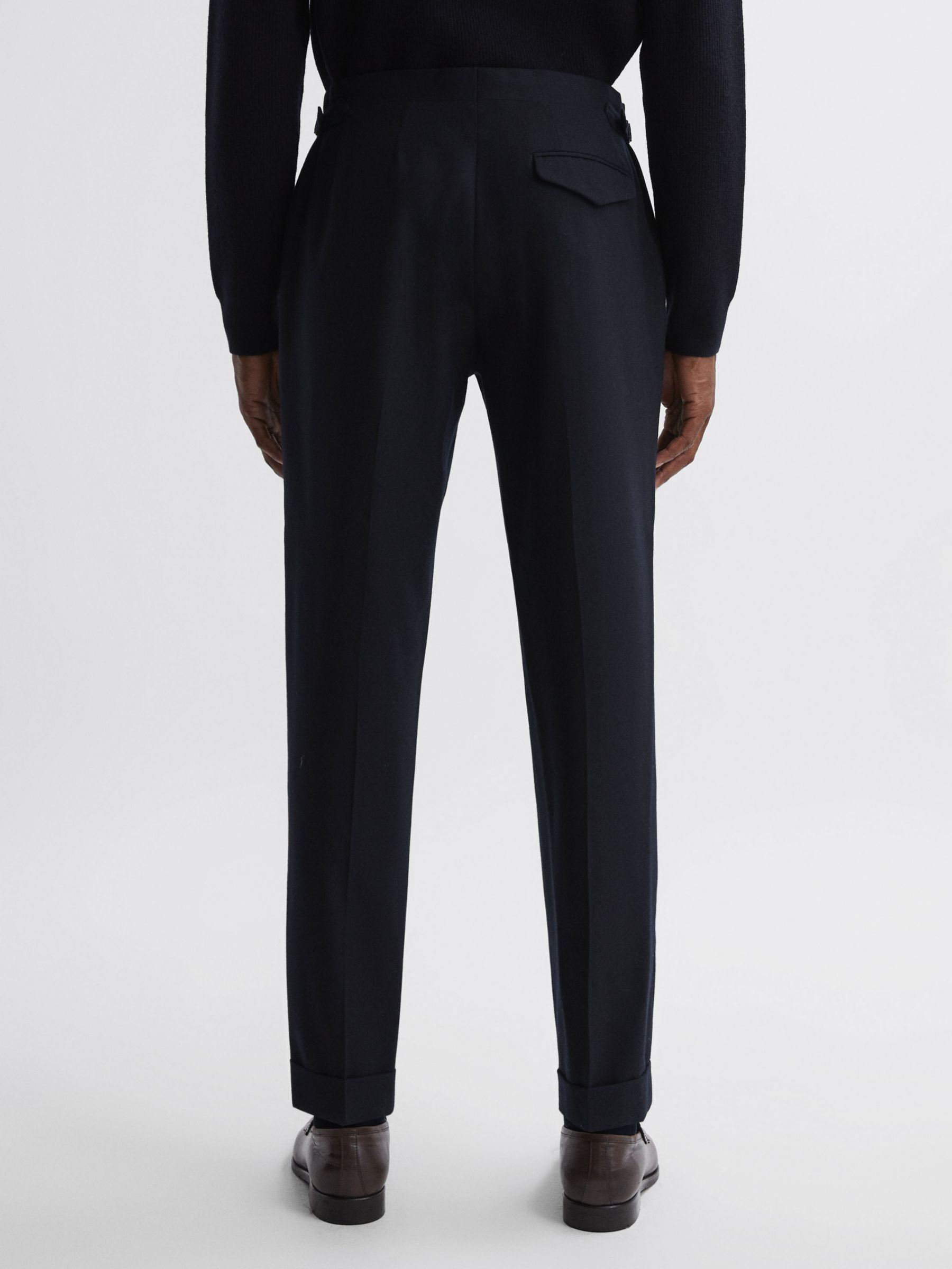 Reiss Beadnell Brushed Wool Trousers, Navy at John Lewis & Partners