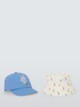 John Lewis Baby Floral Bucket Hat & Cap, Set of 2, Blue/Multi
