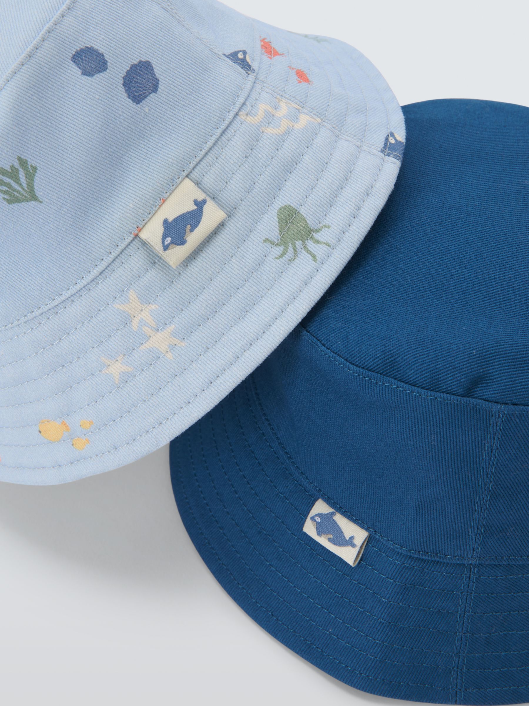 Buy John Lewis Baby Cotton Sea Print Bucket Hat, Pack of 2, Multi Online at johnlewis.com