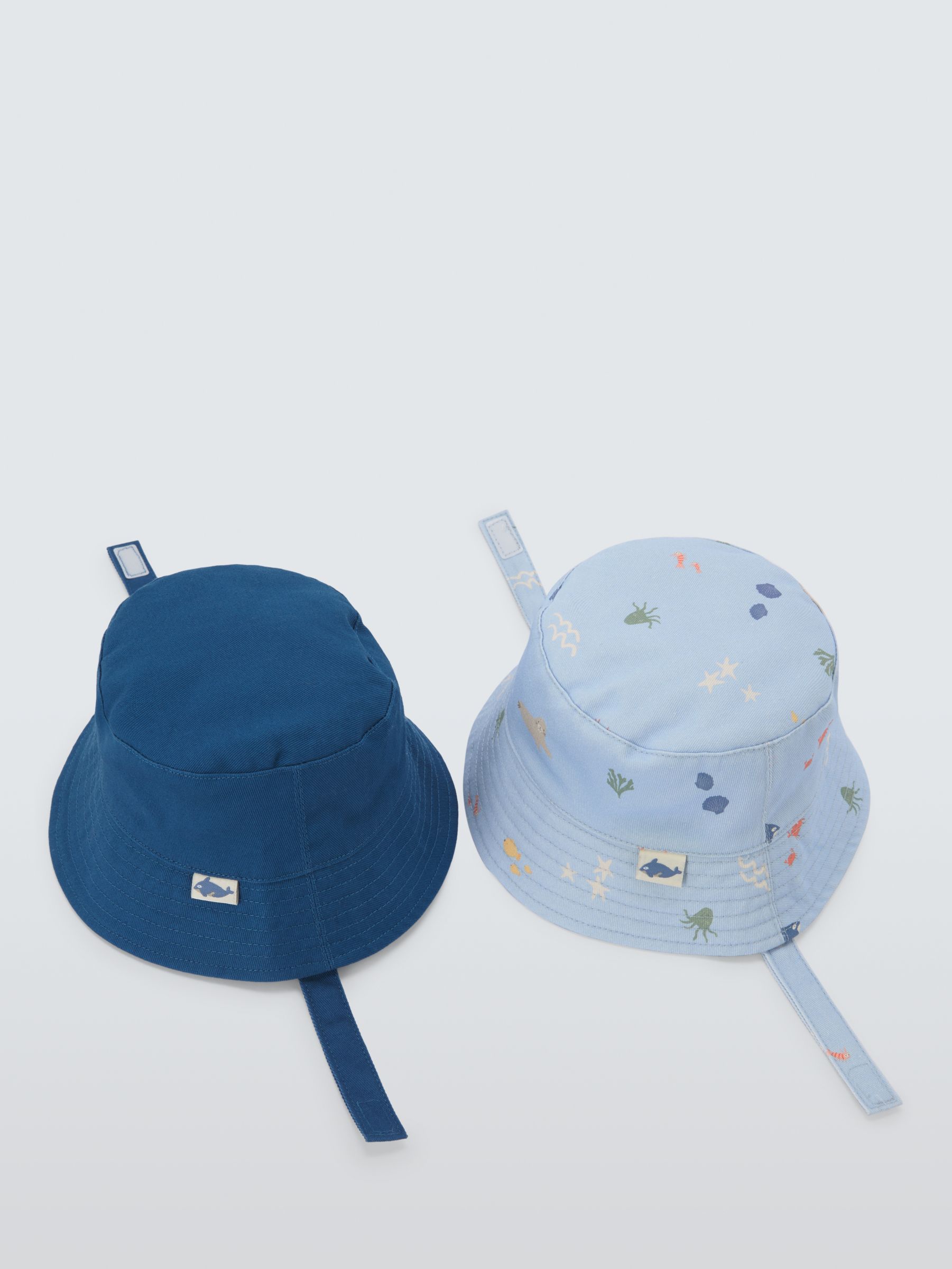 John Lewis Baby Cotton Sea Print Bucket Hat, Pack of 2, Multi, 6-12 months
