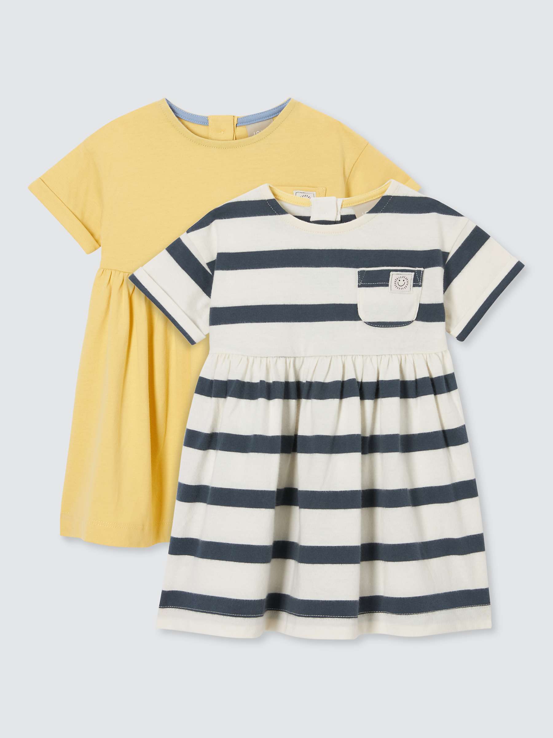 Buy John Lewis Baby Stripe Mix Short Sleeve Dress, Pack of 2, Yellow/Multi Online at johnlewis.com