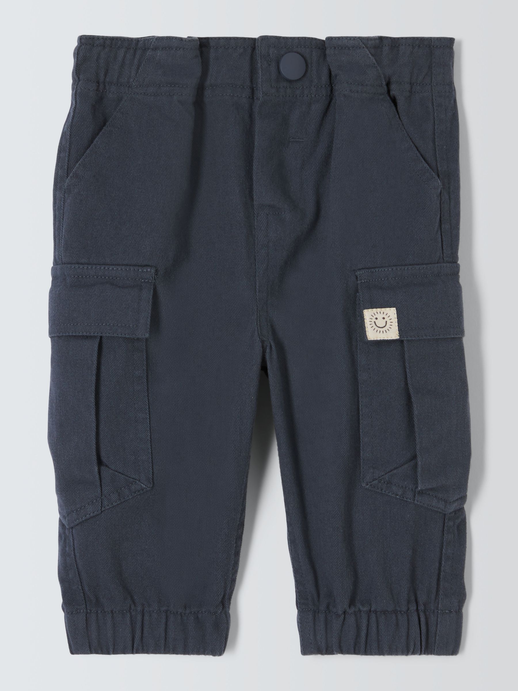 John Lewis Baby Twill Cargo Trousers, Grey, 0-3 months