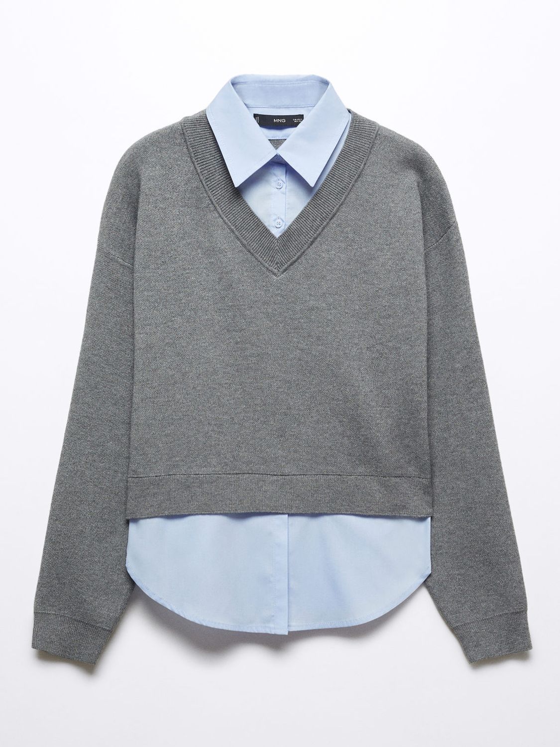Buy Mango Chiara Combined Shirt and Jumper, Medium Grey Online at johnlewis.com