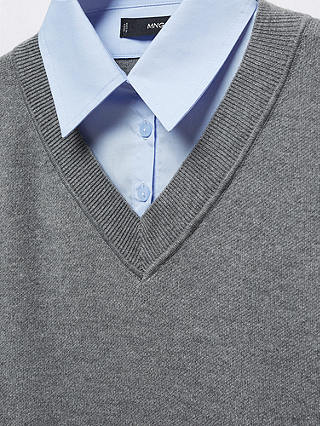 Mango Chiara Combined Shirt and Jumper, Medium Grey