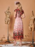 Jolie Moi Floral Print Midi Dress, Coral Pink