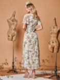 Jolie Moi Plunge Neck Floral Midi Dress, Cream
