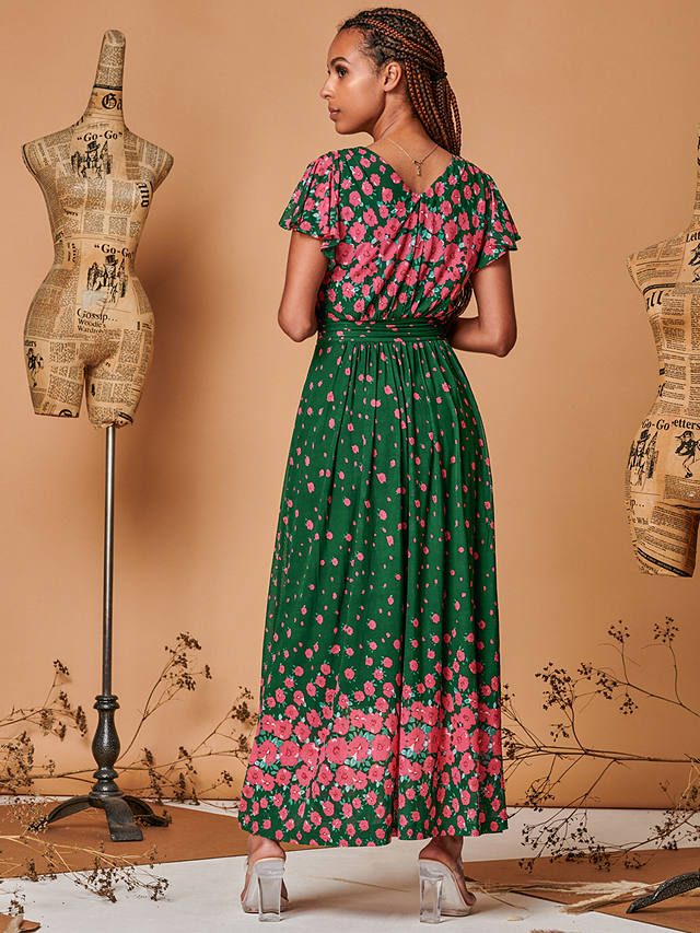 Jolie Moi Carlii Floral Print Maxi Dress, Green
