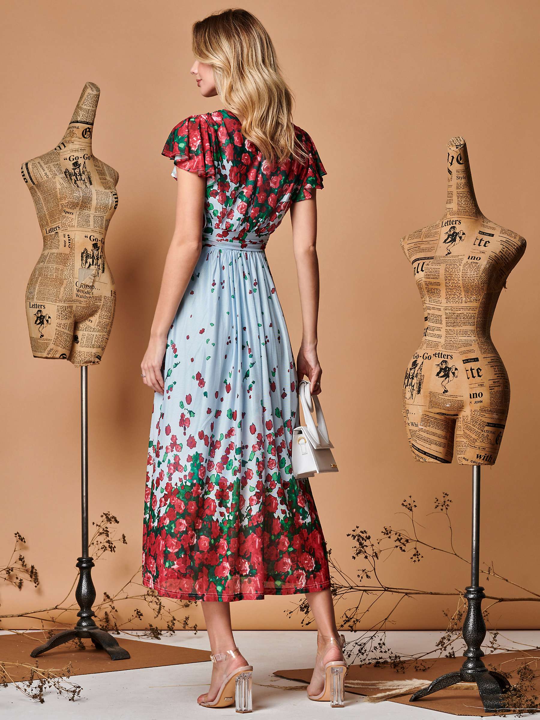 Buy Jolie Moi Symmetrical Floral Midi Dress, Blue/Multi Online at johnlewis.com