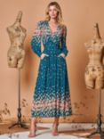 Jolie Moi Floral Symmetrical Print Mesh Maxi Dress, Multi, Multi