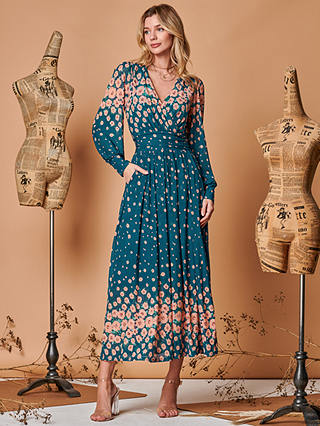 Jolie Moi Floral Symmetrical Print Mesh Maxi Dress, Multi
