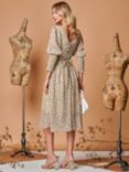 Jolie Moi Floral Print Chiffon Midi Dress, Beige