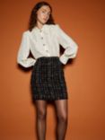 L.K.Bennett x Ascot Collection: Angelica Tweed Mini Skirt, Black/Multi