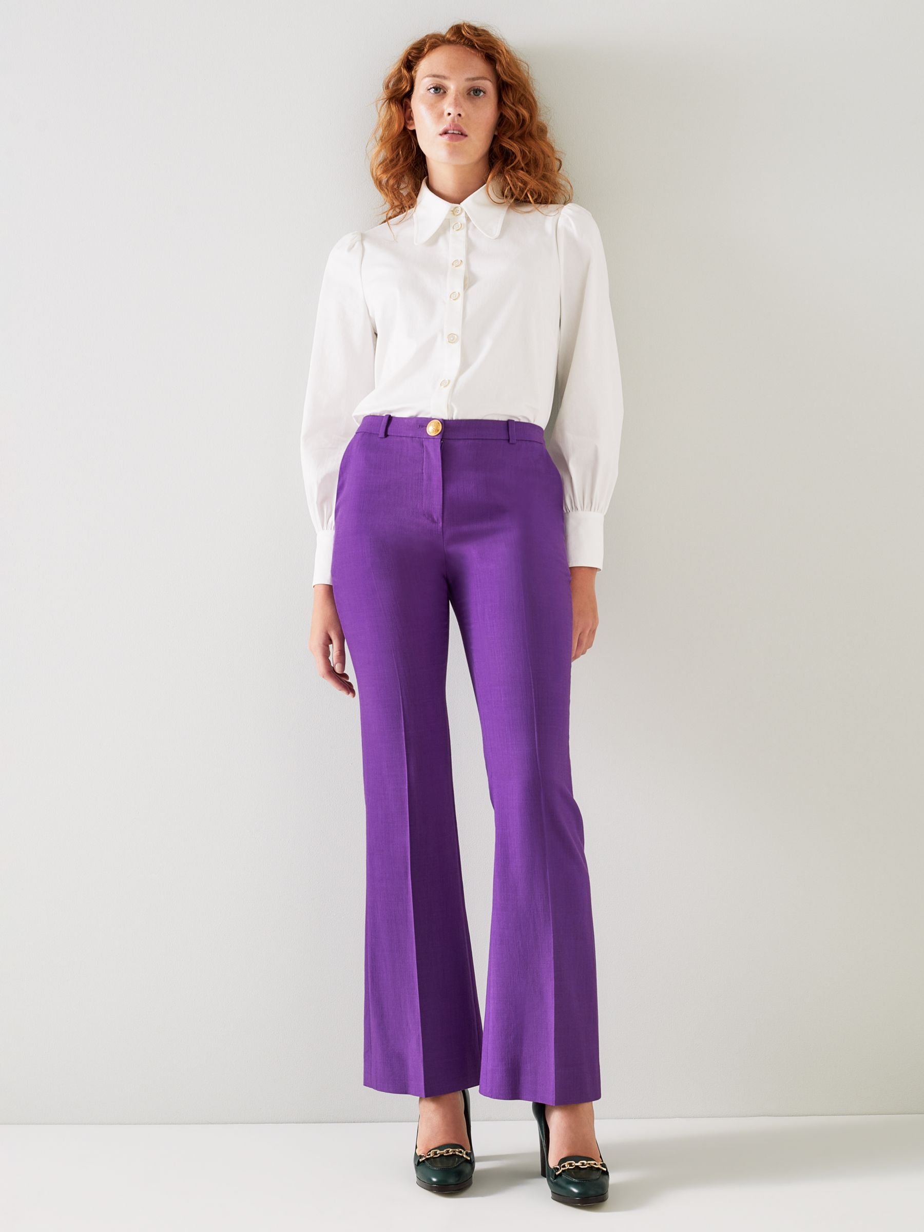 L.K.Bennett Kennedy Mini Flare Tailored Trousers, Violet