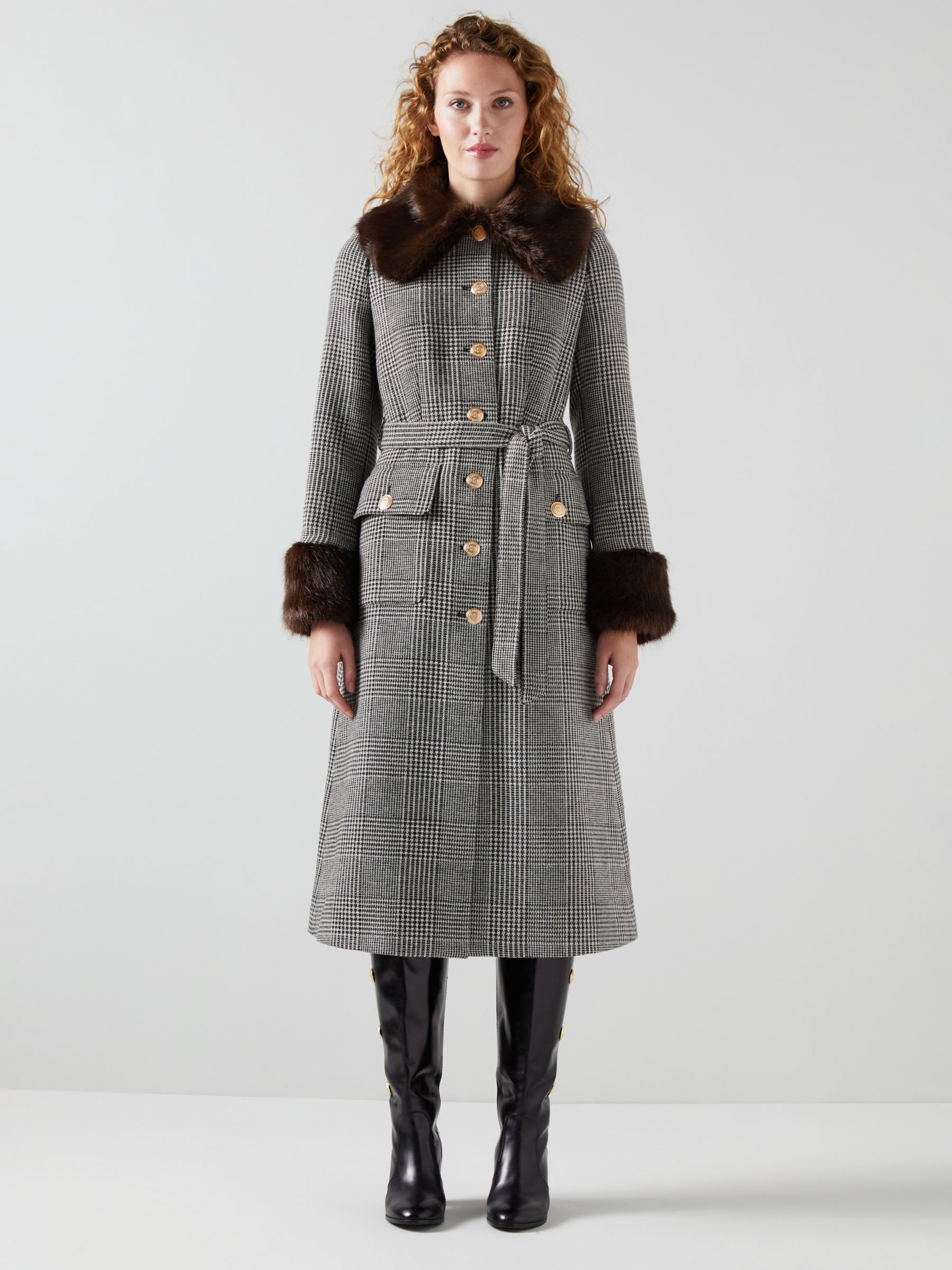 L.K.Bennett x Ascot Collection: Lottie Houndstooth Wool Blend Coat ...