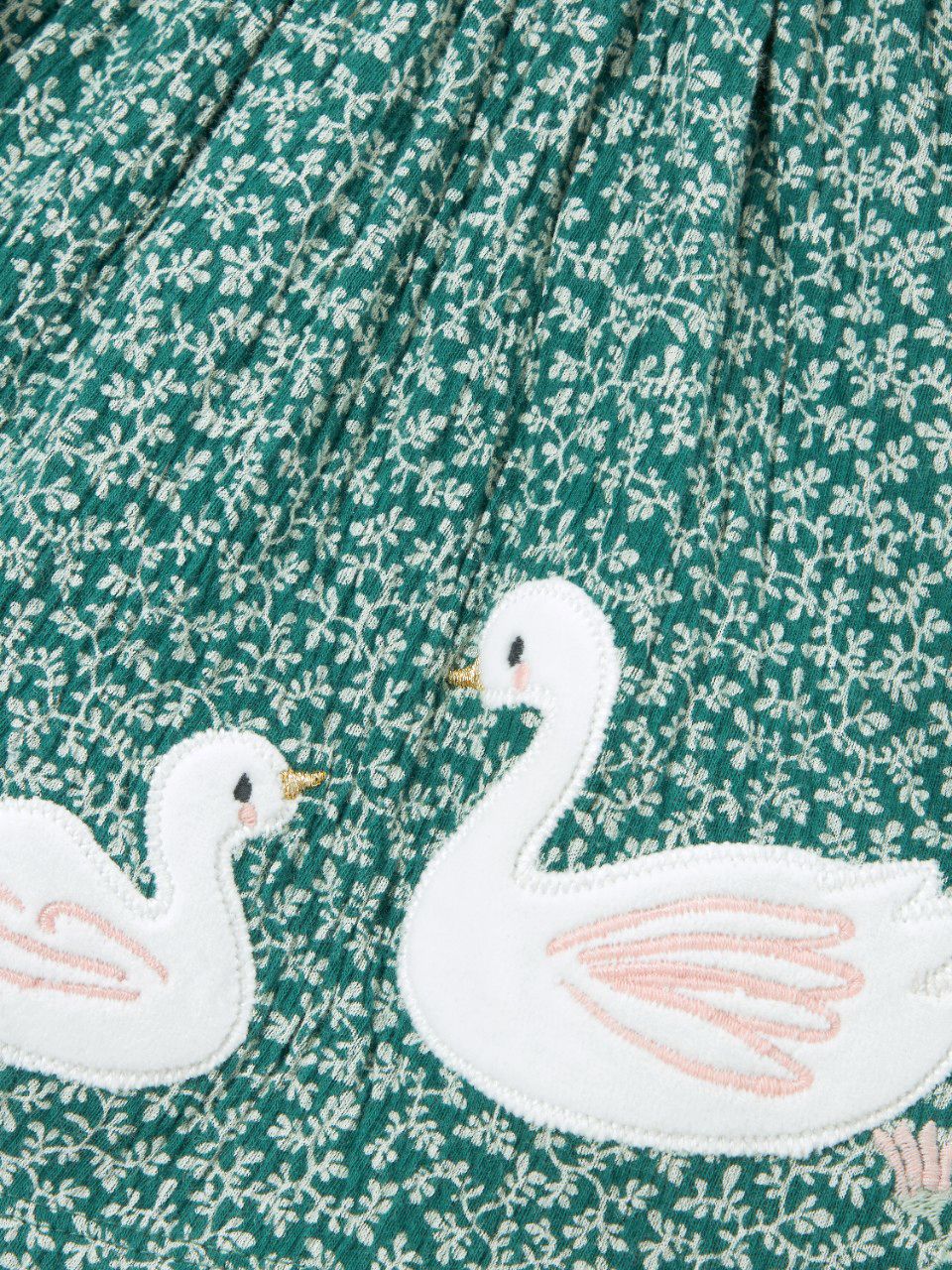 Buy John Lewis Baby Leaf Print Swan Dress, Green/Multi Online at johnlewis.com