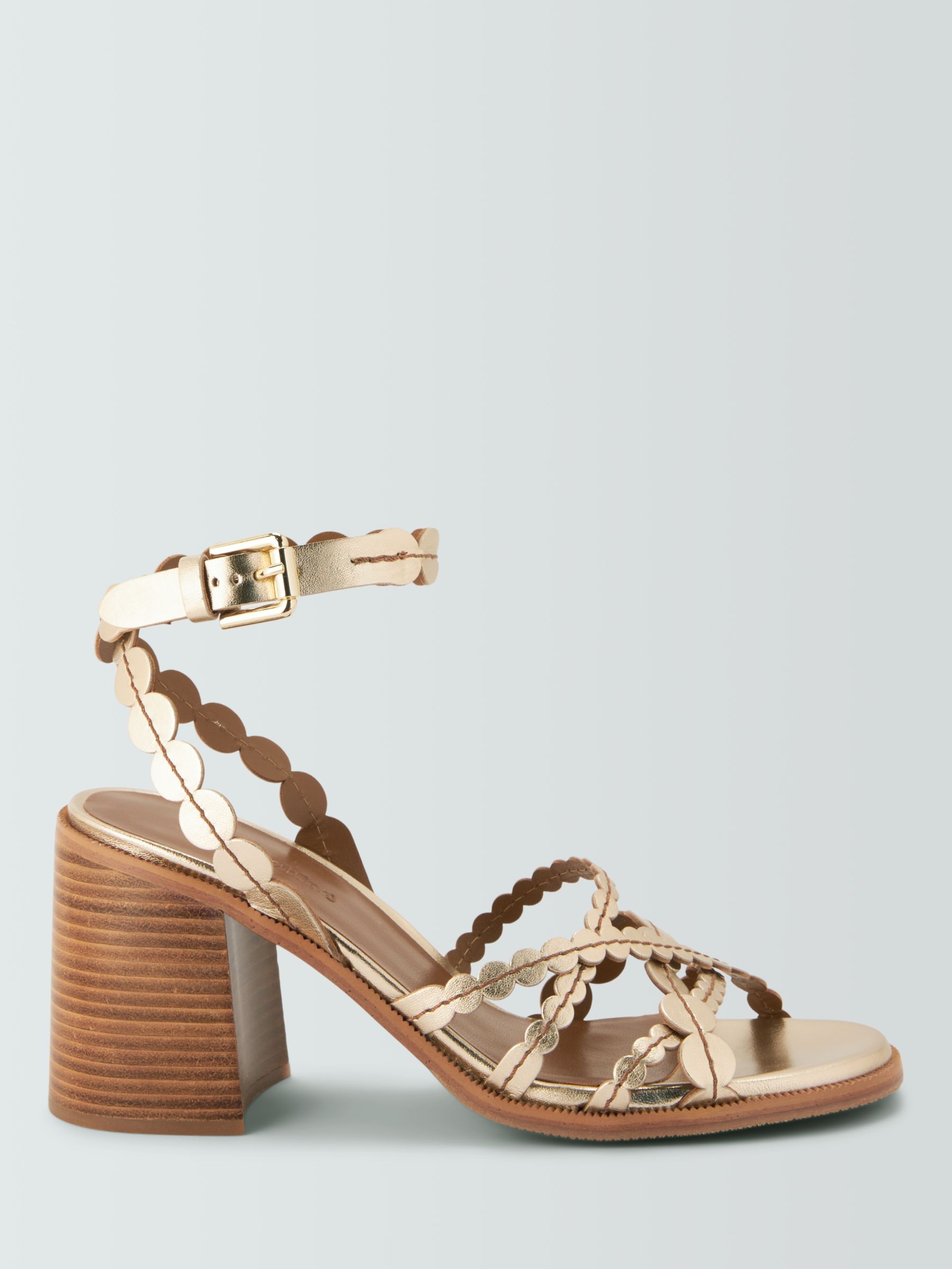 See By Chloé Kaddy Leather Circle Strap Sandals, Light Gold, 7